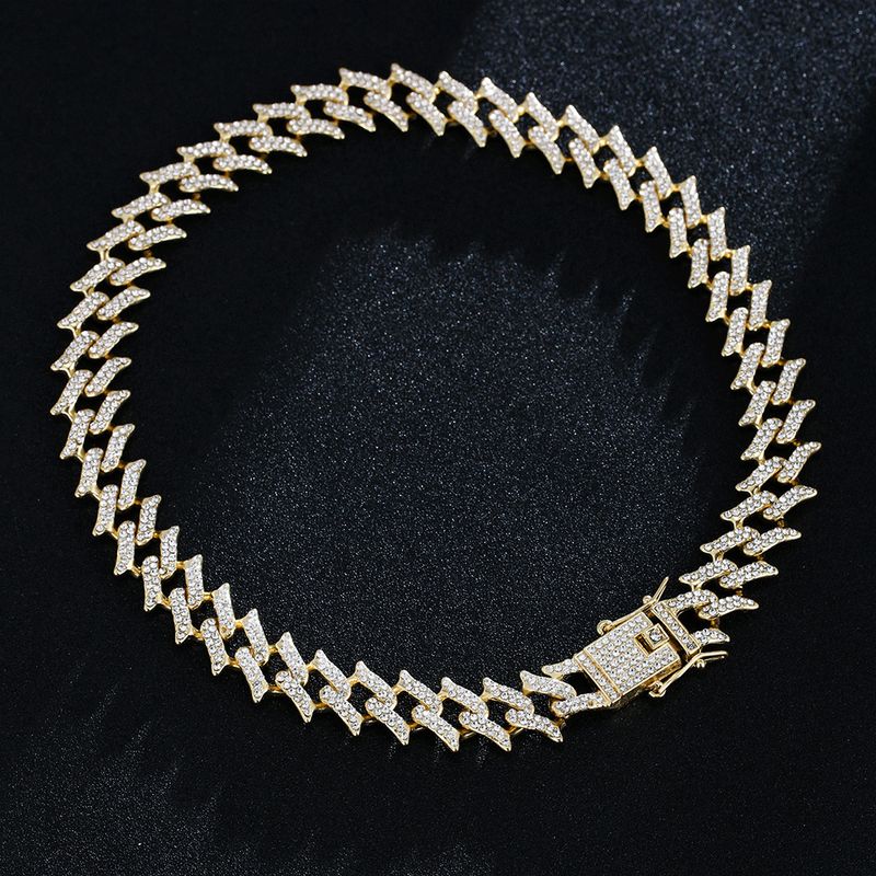 Collana cubana in lega, stile hip hop, cantante rap, gioielli alla moda_voghion.com