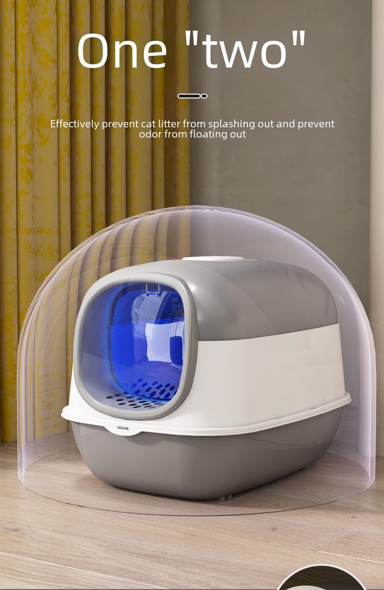 Caja de arena para gatos de gran tamaño, totalmente cerrada, plegable, inteligente, con esterilización y desodorante, venta al por mayor_voghion.com