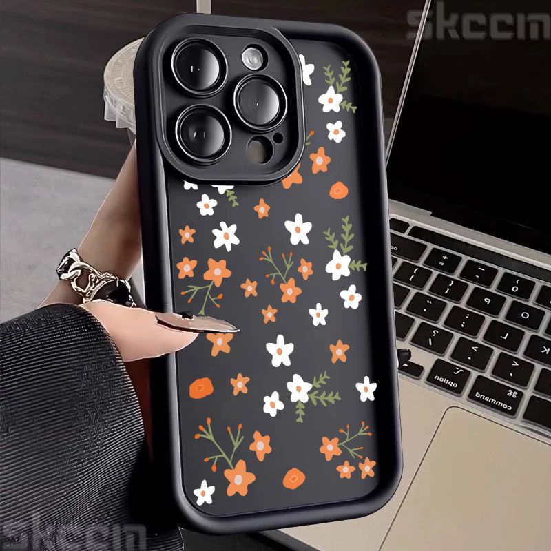 Niedliche kleine Blumenmuster-Silikon-Softphone-Hülle für iPhone 16 Pro Max 15 14 Plus 13 12 11 XS Max X XR 7 8 Plus 16E Cover_voghion.com