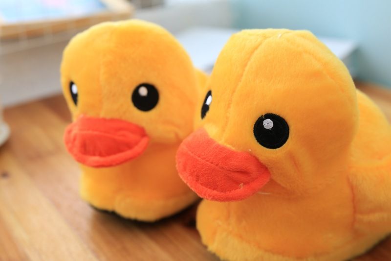 Autumn And Winter Hong Kong Couple Big Slippers Cute Plush Little Yellow Duck Doll Home Bag With Cotton Shoes Wholesale_voghion.com