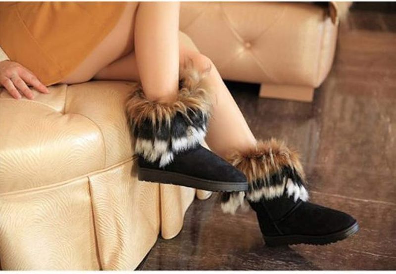 Women's Fur Tassel Winter Snow Boot Suede Flat Ankle Boots_voghion.com