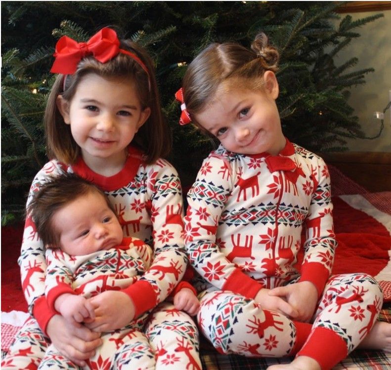 Ropa de mujer Traje navideño para padres e hijos Traje familiar Traje navideño clásico estampado Ropa para el hogar_voghion.com