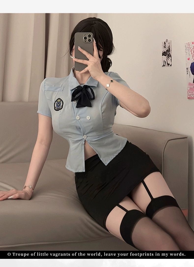 Intimates Plus Size Police Uniform Temptation Hot Bodycon Dress 2024 New Sexy Winter Campus JK Pamas_voghion.com