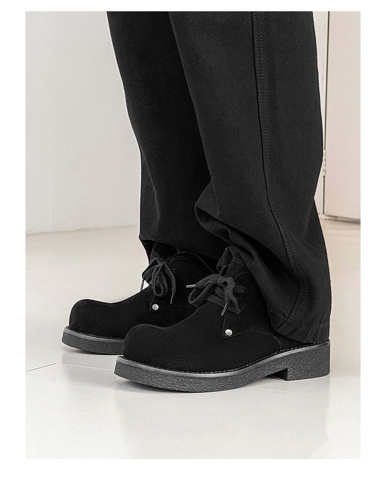 Chaussures pour hommes, bottes Martin en cuir véritable, style rétro, en daim de vache, à grosses têtes, bottes de travail pour hommes, bottes courtes_voghion.com