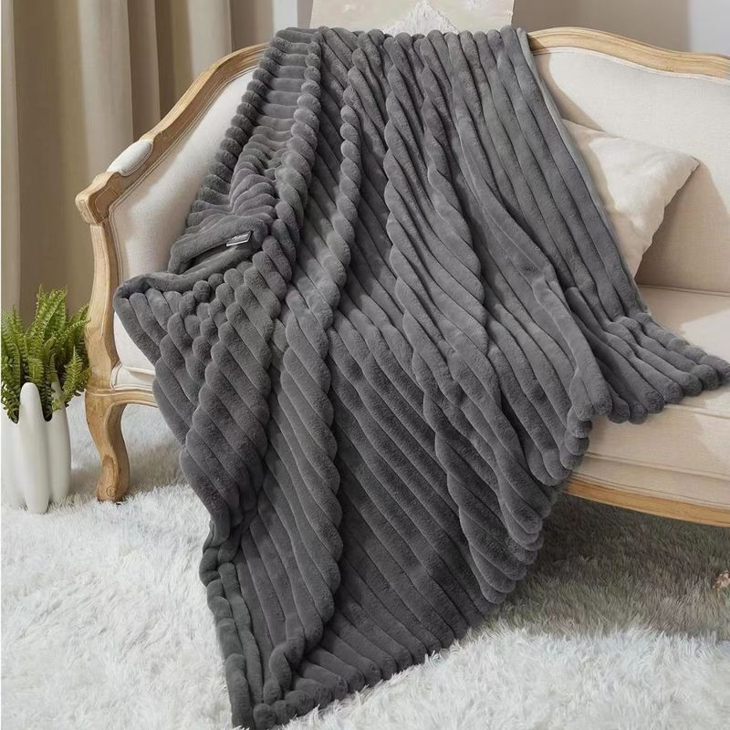 Double layer thick warm blanket office rabbit fur nap blanket home sofa cover plush blanket_voghion.com