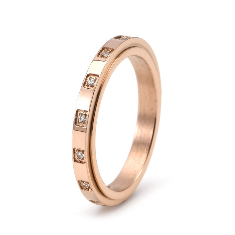 Gioielli da donna, coppia, fidanzamento, matrimonio, piccolo, fresco, cerchio, anello girevole in acciaio inossidabile con diamanti_voghion.com