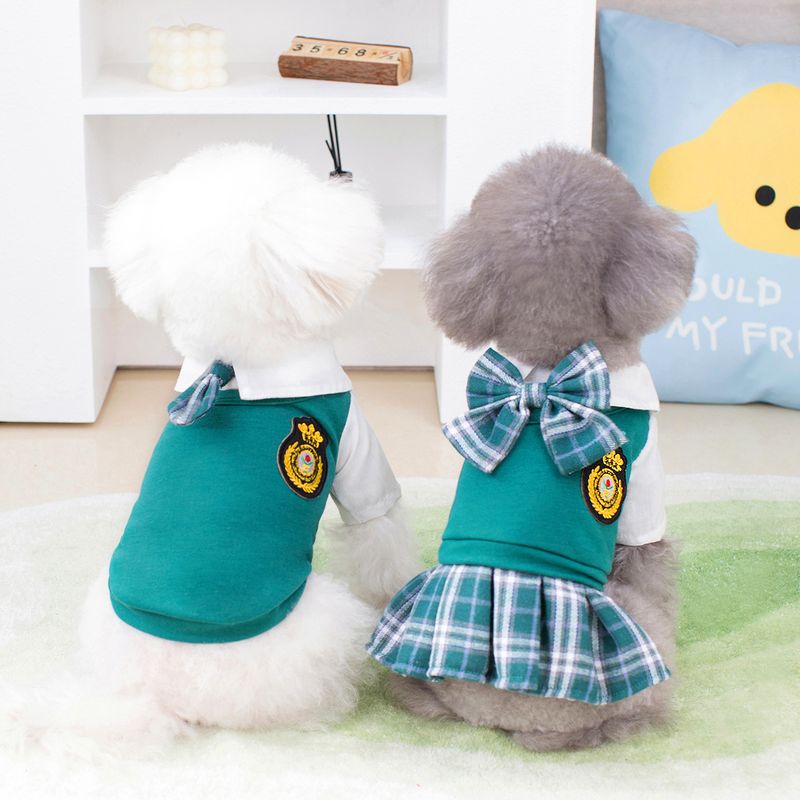 Hund Frühling Sommer Neue Teddy Bichon Casual Mode Haustier Kleidung 23 College Stil Paar Set_voghion.com