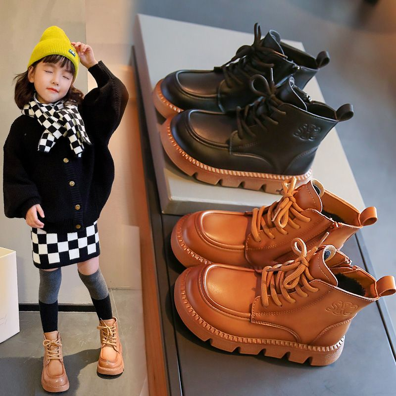 Britiske, allsidige Martin-støvler for barn høst vinter 2023, nye, plysj-korte støvler for gutter og jenter._voghion.com