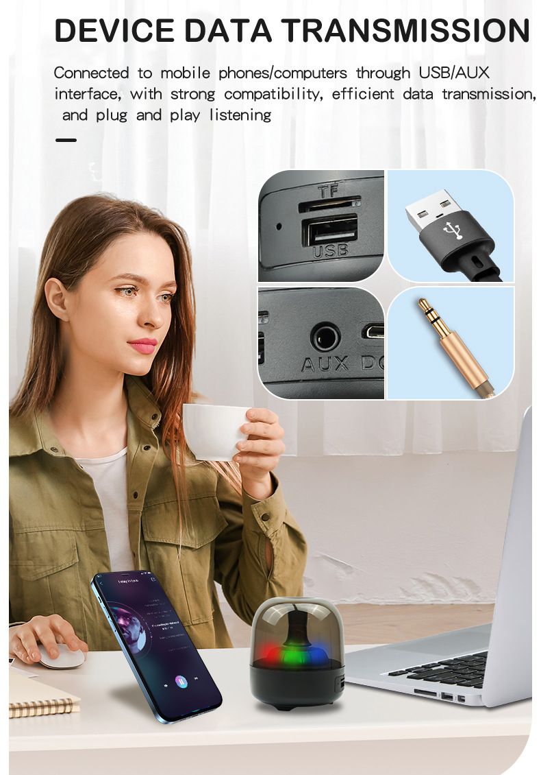 Nouveau haut-parleur Bluetooth RGB Light Home Outdoor Rechargeable Desktop Portable Colorful Luminous Small Speaker_voghion.com