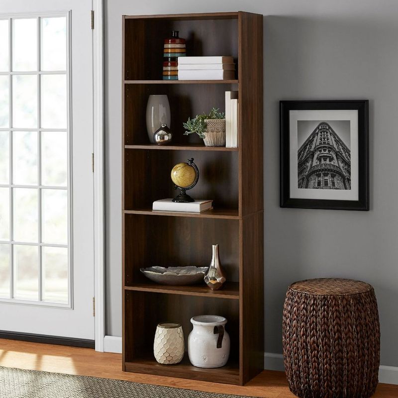 5-Shelf Bookcase With Adjustable Shelves_voghion.com