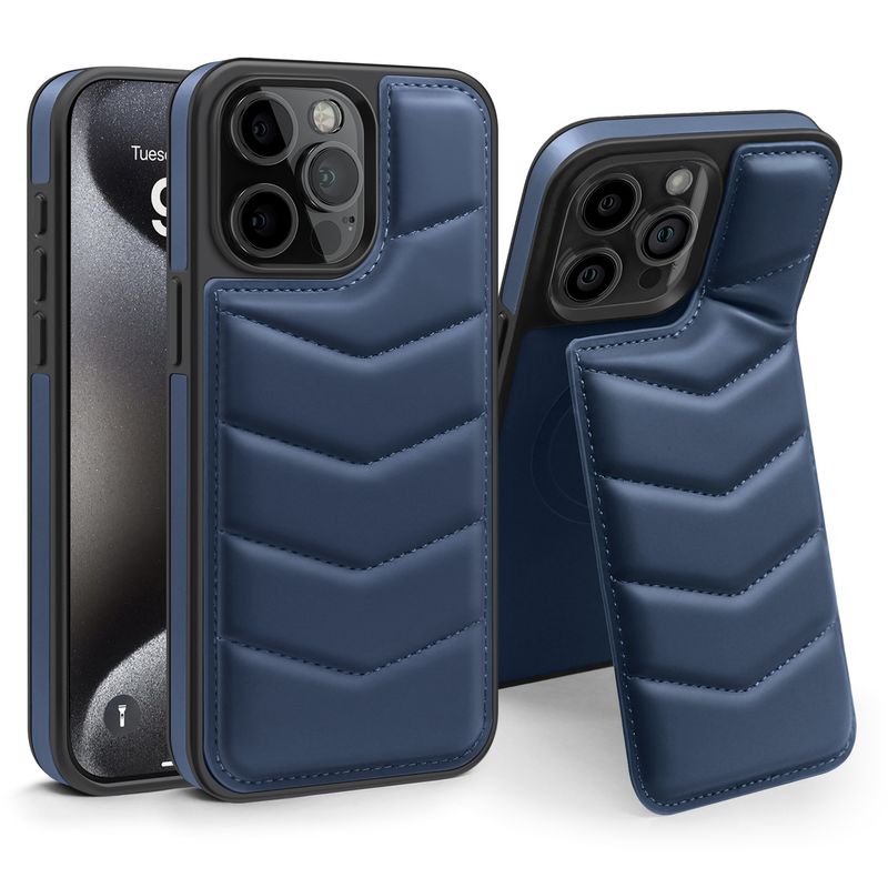 Custodia magnetica in pelle premium per iPhone 16/15/14 - Custodia portafoglio business con supporto nascosto e protezione RFID_voghion.com