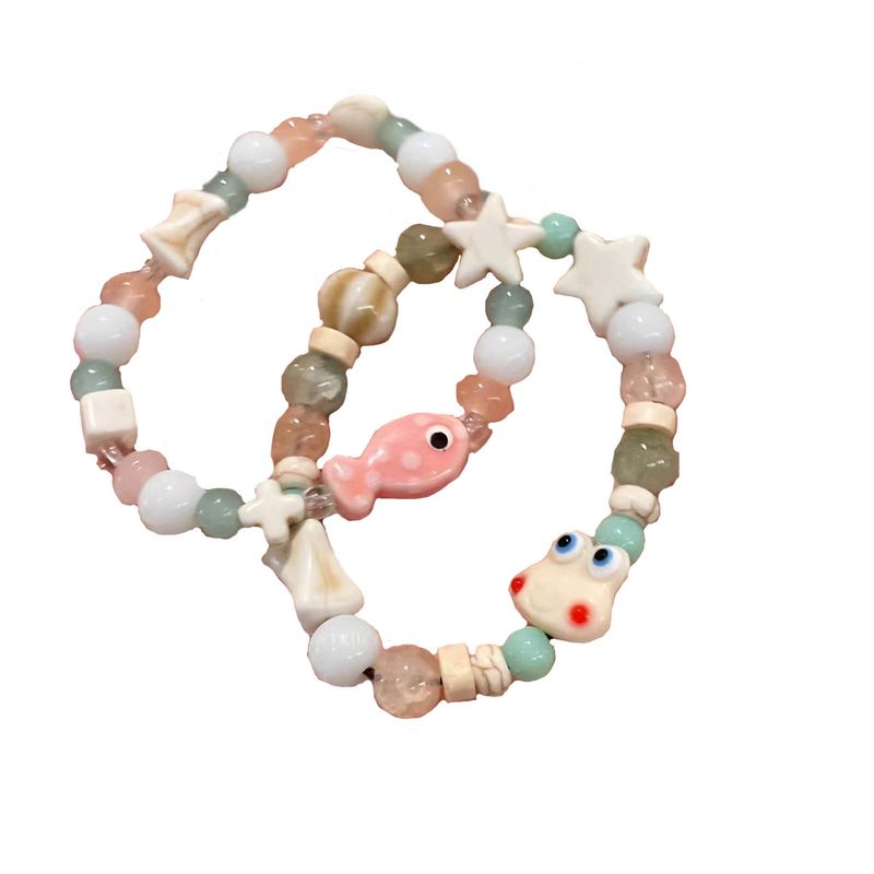 Frisse en zoete vis kralen elastische touw armband voor meisjes, zomer studenten, beste vrienden, veelzijdige handstring, klein_voghion.com
