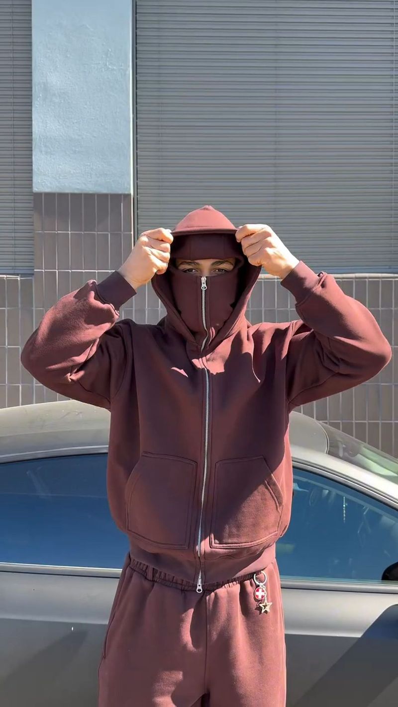 Schwarzes Cleanfit-Sweatshirt mit hohem Kragen für Herren, schwerer Kapuzenpullover mit Reißverschluss, lässige Streetwear-Jacke für Herbst und Winter_voghion.com