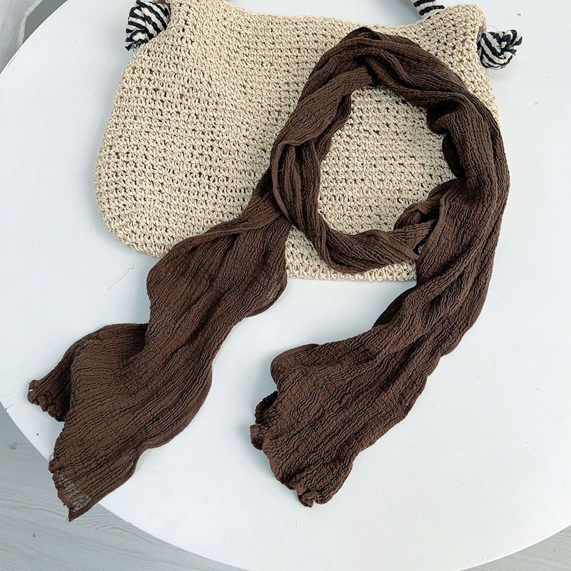 Sciarpa lunga e stretta in seta Ramie plissettata, versatile e scaldacollo Mori Girl_voghion.com