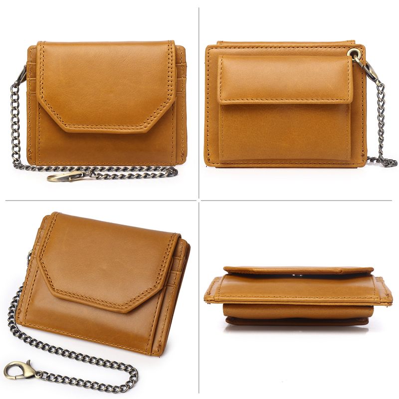 First layer oil wax leather men's RFID anti magnetic and anti-theft real pickup bag short style zero wallet_voghion.com