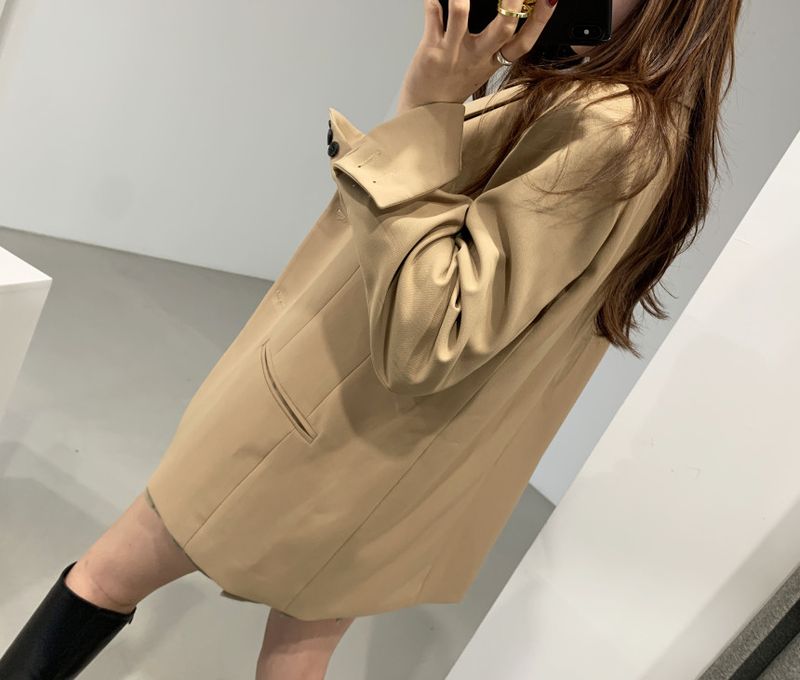 2024 Outono/Inverno Novo Melad Dress Up Coreano Chique Clássico Marrom Cinza Terno Casaco_voghion.com