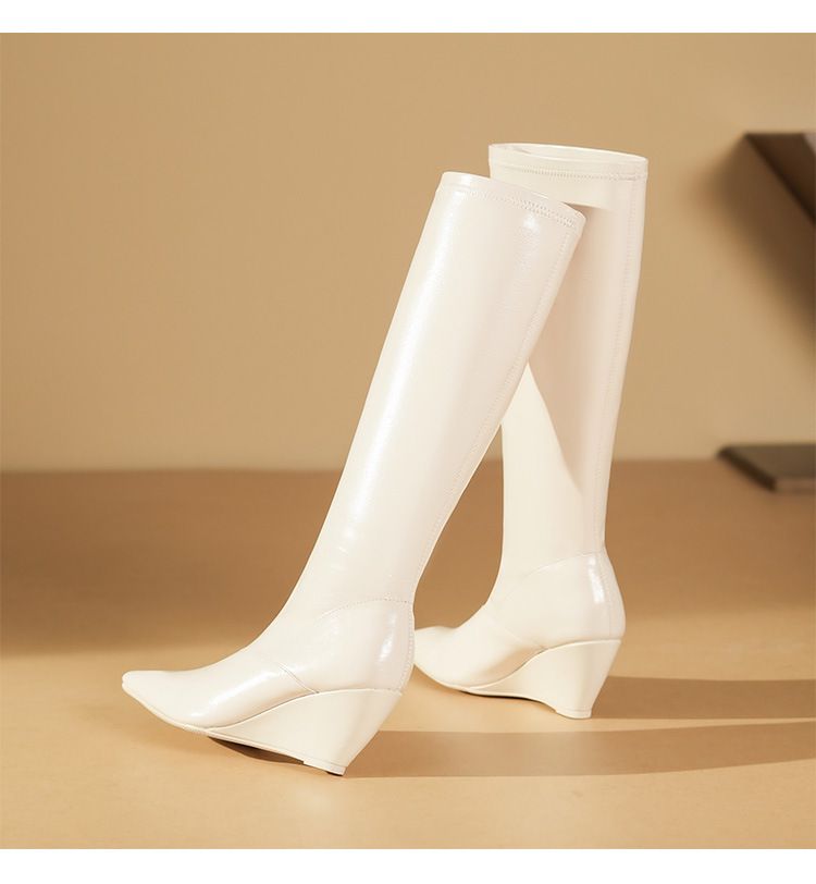 5198-3 For Women, Over-the-Knee Long Leg-Wrapping Slim Pointed Toe High Boots, Chunky Heel Fashion Boots_voghion.com