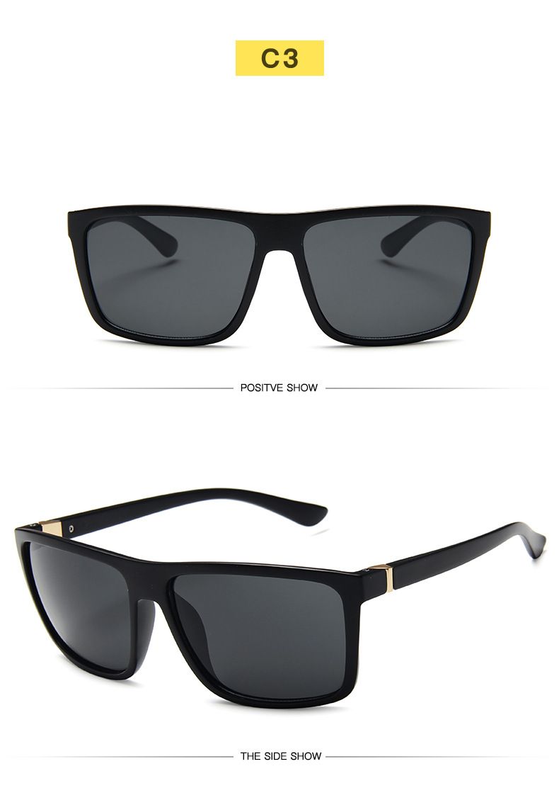 VOOTHOST Occhiali da sole polarizzati quadrati neri classici da uomo alla moda con specchio blu Occhiali da sole unisex vintage antiriflesso per la guida UV400 F0078_voghion.com