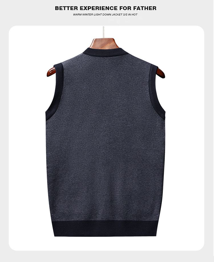 Herren Strickweste Pullover V-Ausschnitt Knopf Strickjacke Ärmellos Lässig Herbst Winter Mode_voghion.com