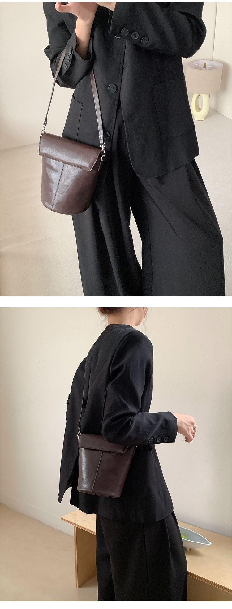 Head layer vegetable tanned cowhide 2024 new single shoulder underarm bucket high-end sense niche genuine leather_voghion.com