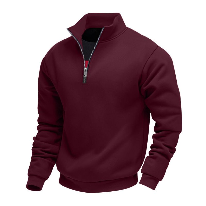 Felpa da uomo con fodera in pile e cerniera a un quarto – Abbigliamento casual invernale caldo ed elegante (S-XXXL, colori a tinta unita)_voghion.com