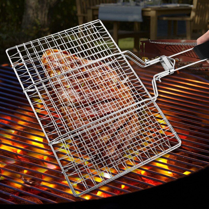 Cestello per grigliate antiaderente in acciaio inox per barbecue, tappetino per grigliate, carne, verdure, bistecche, picnic, feste, barbecue, strumento resistente al calore_voghion.com