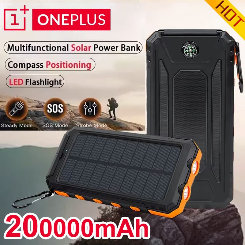 OnePlus Solar Power Bank200000 MAh, Large Capacity, Fast Charging, External Battery With SOS Emergency Power For IPhone_voghion.com