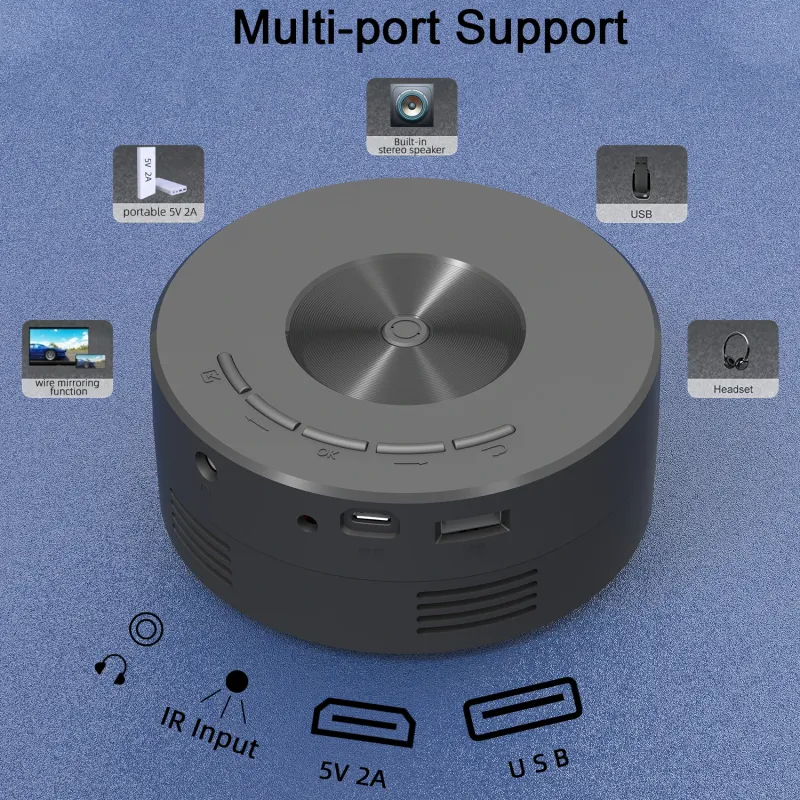 Mini projecteur LED YT200 pour home cinéma, vidéo mobile 1080p, synchronisation USB, écran pour smartphone_voghion.com