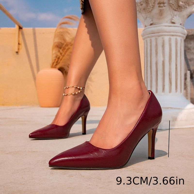 Women's High Heels Wine Red Stiletto Heels Set High Heels Fashion Party Pointed Simple High Heels_voghion.com