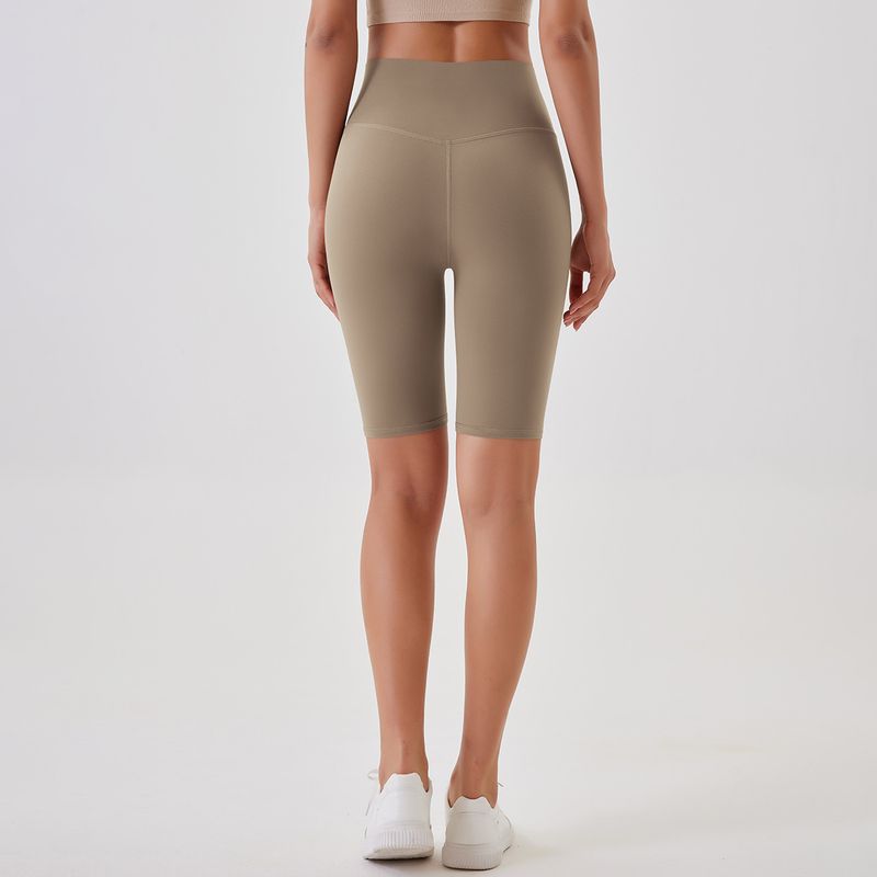Women's Clothing double-sided brushed yoga shorts without embarrassing lines, buttocks lifting and abdominal control sports running fitness pants_voghion.com