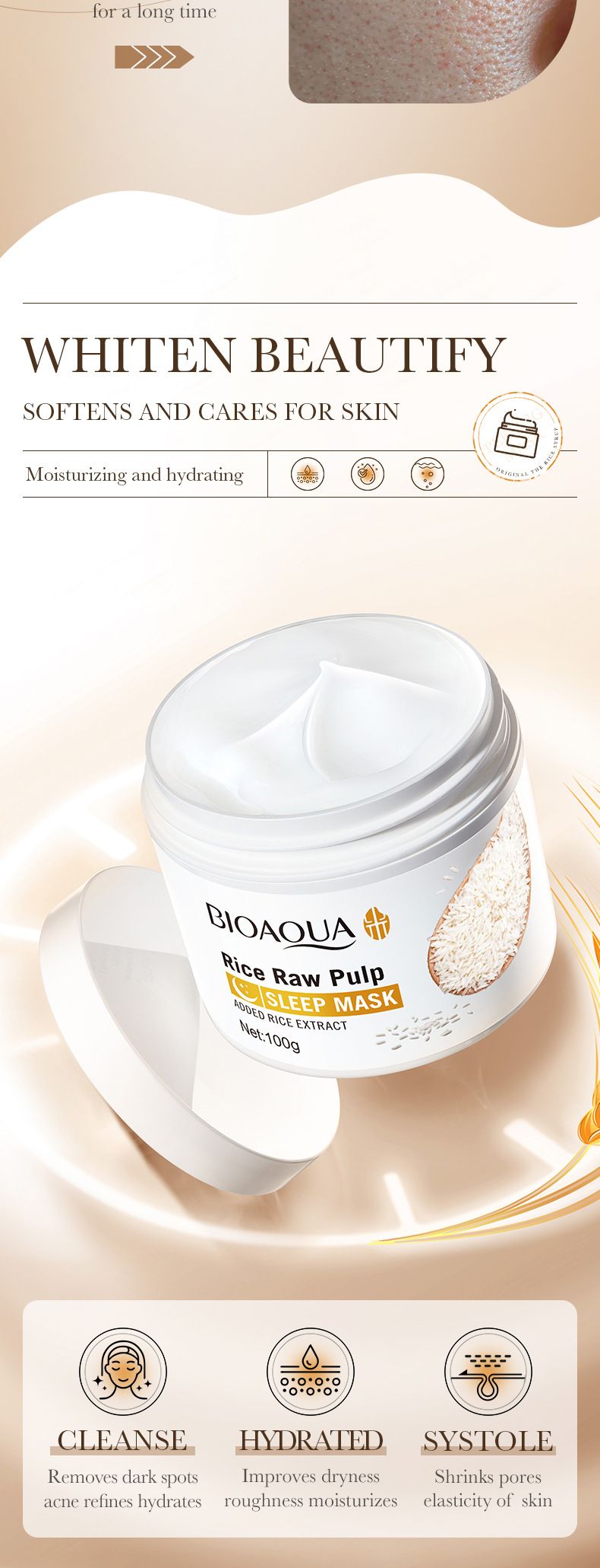 BIOAOUA - Fango detergente alla purea di riso 120 g - Maschera da notte alla purea di riso 100 g_voghion.com
