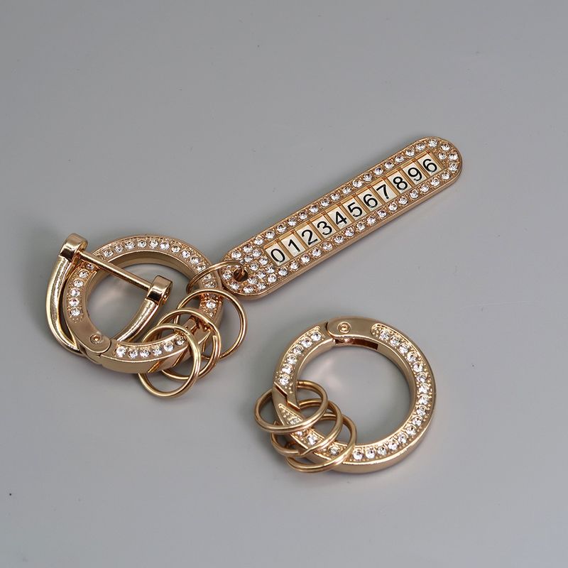 Sleutelhanger met diamant-ingelegde veerring, sleutelhanger van zinklegering met open lus voor auto's_voghion.com