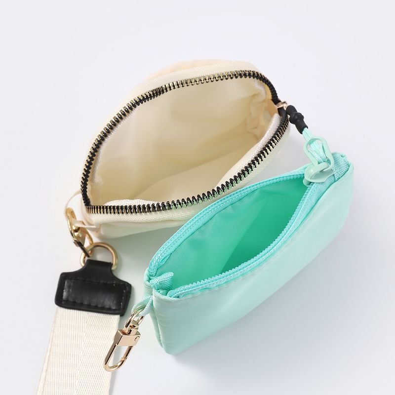 LULU Style Wrist Portable Mini Fashion Color Block Coin Purse Nylon Waterproof Storage Key Bag_voghion.com