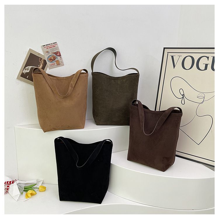 Frosted Row Bucket Grande capacità Donna 2024 Nuova borsa a tracolla grande in pelle scamosciata sottobraccio_voghion.com