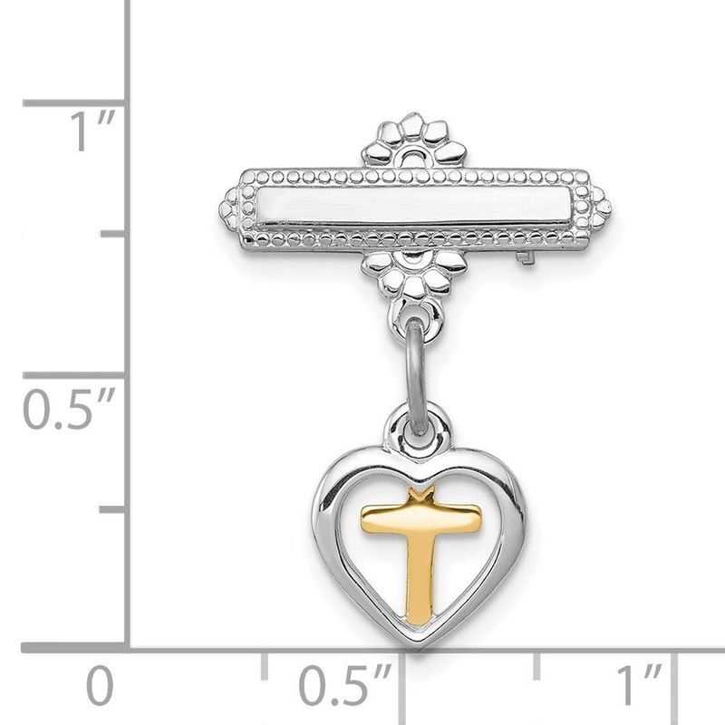 Sterling Silver Rhodium-plated And Vermeil Cross Dangle Pin_voghion.com