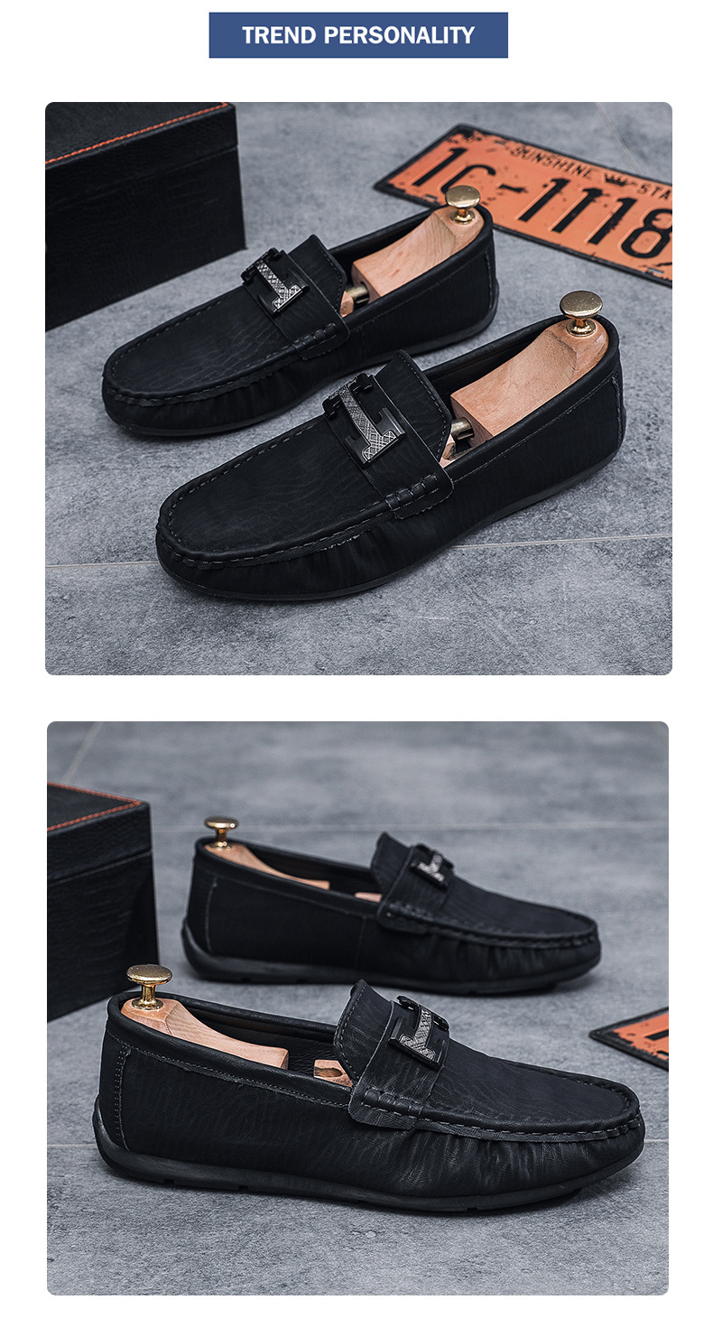 Moški čevlji 2023 novi stil udobni in zračni mokasini z okroglim prstom v obliki črke H, modni fižolovi čevlji za prosti čas moški leni čevlji_voghion.com