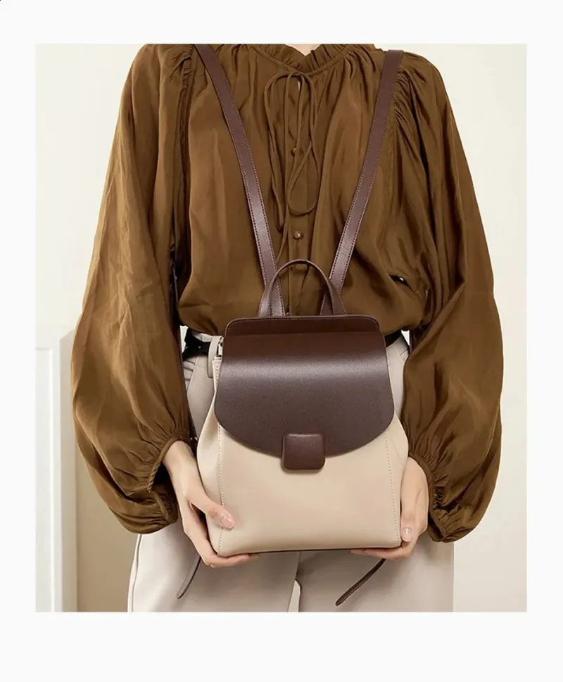 Zency Womens Small Backpack Split Leather Preppy Style Girls Stylish Schoolbag Multipocket Travel Satchel Campus_voghion.com