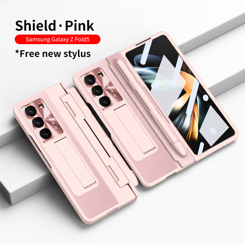 Hinge Leather Phone Cae For Samung Galaxy Z Fold 5 5G Cover With S Pen Camera Screen Protection Shockproof Coque_voghion.com
