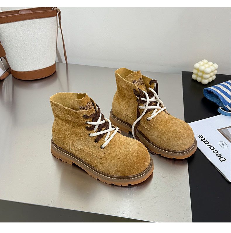 Cowhide Version Of The Leather Thick Bottom Height Martin Boots_voghion.com
