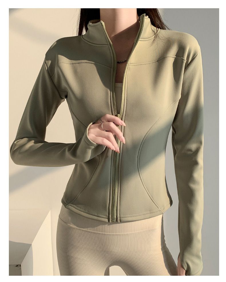 K Women's Yoga Jacket With Zipper And Long Sleeves For Running, Sports, Cycling, And Fitness; Slim-fit And Warm._voghion.com