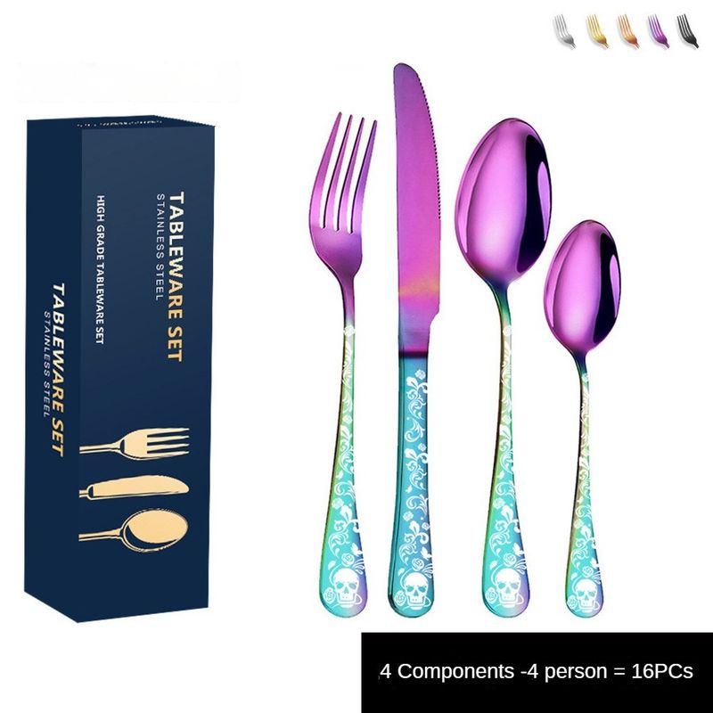 Skull Pattern Cutlery - Thickened Restaurant Tableware_voghion.com