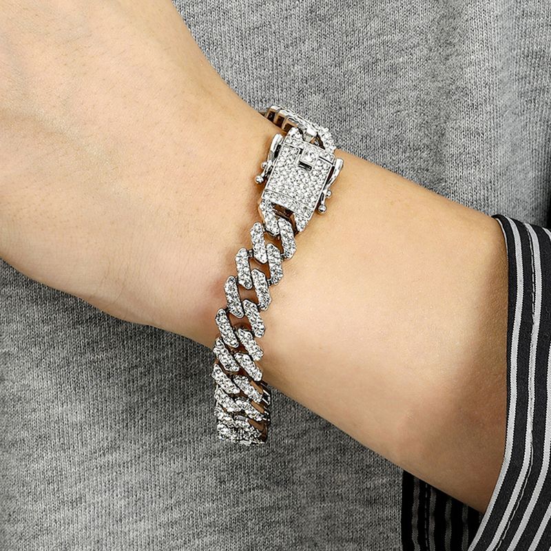 Hiphop, The Same Diamond Inlaid Cuban For Men Women, Instagram Trendy Hip-hop Bouncy Bracelet, And Cool Style Bracelet_voghion.com