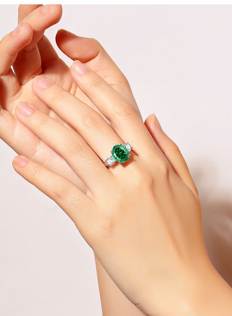 Baifuni Jewelry S Silber Smaragd weibliche Palaibahao Set High Carbon Diamant Ring_voghion.com