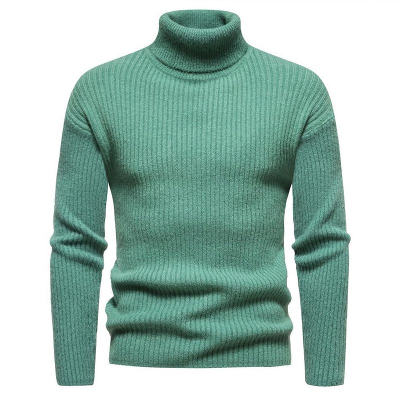 2023 new autumn and winter men's all-match turtleneck pullover sweater fashion warm knitted bottoming shirt_voghion.com
