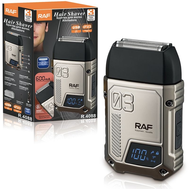 RAF Reciprocating Electric Shaver, Rechargeable Men's Razor Digital Display Full Body Washable_voghion.com