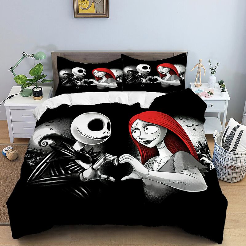 Tredelad hemtextilproduktion Halloween sängkläder skelett Jack Jake 3D påslakan_voghion.com