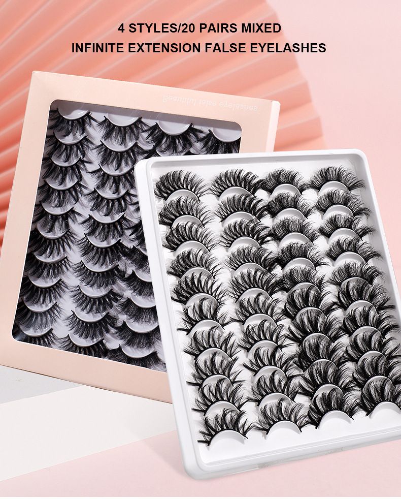 False Eyelashes 20 Pairs Of Mixed Mink Eyelashes In Boxes, False Eyelashes, Hard Stems, Thick And Curled Eyelashes_voghion.com