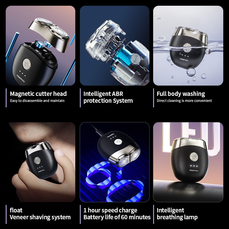 New Arrival Professionel Dual Blade Electric Shaver Mini Genopladelig Barber Barber Skægtrimmer Bærbar og sikker til_voghion.com