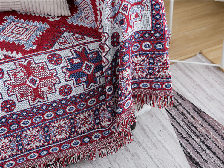 Ethnic style double-sided thickened full coverage sofa towel, all-season tea table, outdoor tablecloth, camping blanket_voghion.com