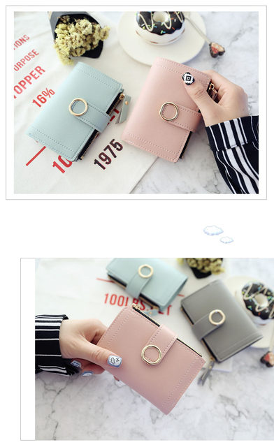 Neu Kurze Frauen Geldbörsen Mode Einfache Nette Kleine Weibliche Brieftaschen PU Leder Karte_voghion.com